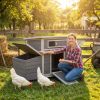 Large Wooden Chicken Coop Outdoor Hen House Poultry Cage for Outdoor with 2 Sides Nesting Boxes