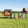 brown+black Wooden Chicken Coop, Large Outdoor Hen House with Run and Nesting Box Poultry Cage, Rabbit Hutch, Waterproof Anti-UV Panel for Backyard
