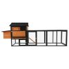 brown+black Wooden Chicken Coop, Large Outdoor Hen House with Run and Nesting Box Poultry Cage, Rabbit Hutch, Waterproof Anti-UV Panel for Backyard