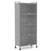 5-Tier Rolling Microwave Stand Flip Dust-Proof Doors 4 Casters with Brakes Kitchen Storage Rack Gray