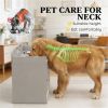 Elevated dog bowl with storage space, gray