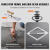 VEVOR Shower Curb Kit, 60"x48" Shower Pan Kit with 2" ABS Central Flange, Waterproof Membrane, Stainless Steel Grate