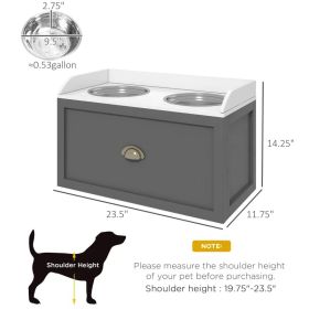 Pet Feeding Station Pet Dish Bowl Set With Storage, 2 Elevated Dog Bowls For Large Sized Dogs, Gray (Option: Gray)