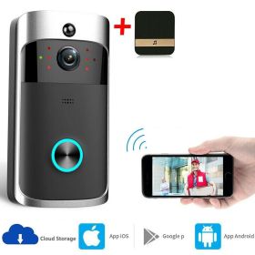 Smart Wireless WiFi Video Doorbell Phone Door Ring Intercom Security Camera Bell (Package: Doorbell + Chime)