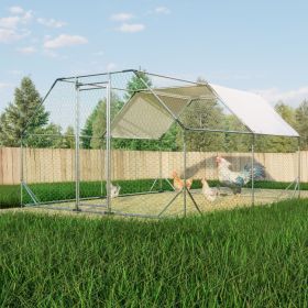 10 ft. x 13 ft. Galvanized Large Metal Walk in Chicken Coop Cage Farm Poultry Run Hutch Hen House (Color: as Pic)